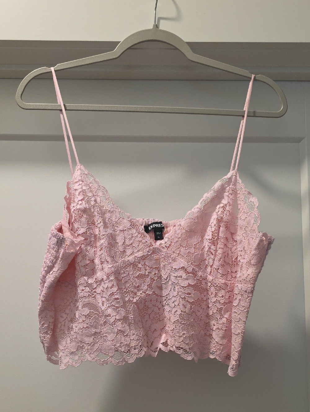 Express Light Pink Lace Camisole Crop